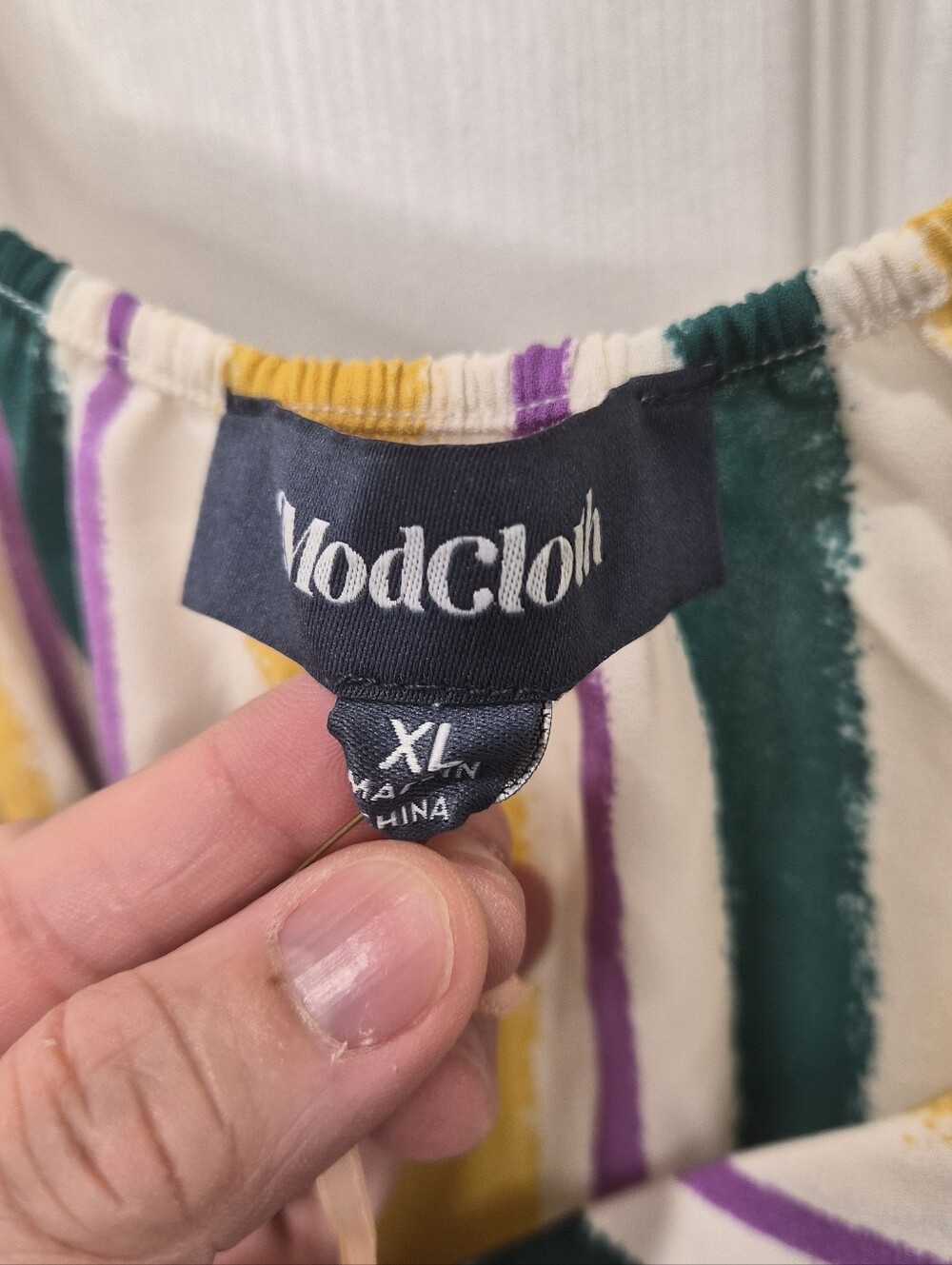 NWT ModCloth Striped‎ Yellow Green Purple Sleeveless Button Front Tank Top XL - Picture 10 of 14